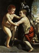Guido Cagnacci Jesus and John the Baptist as children Germany oil painting artist